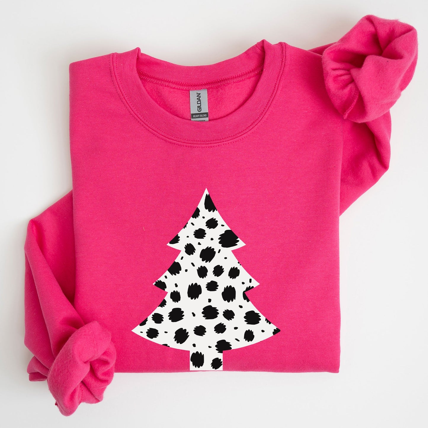 Christmas Tree, Dalmatian, Animal Print, Winter, Xmas, Santa Sweatshirt