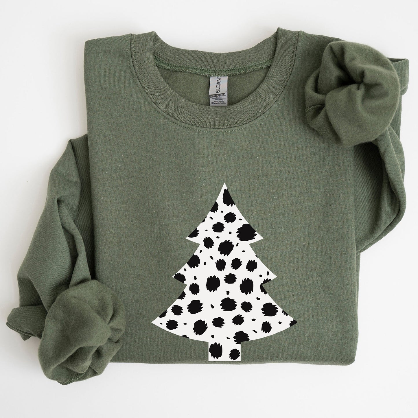 Christmas Tree, Dalmatian, Animal Print, Winter, Xmas, Santa Sweatshirt