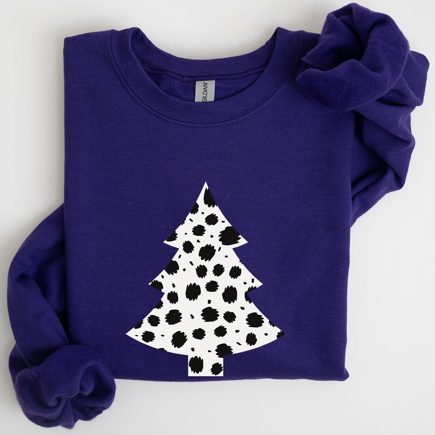 Christmas Tree, Dalmatian, Animal Print, Winter, Xmas, Santa Sweatshirt