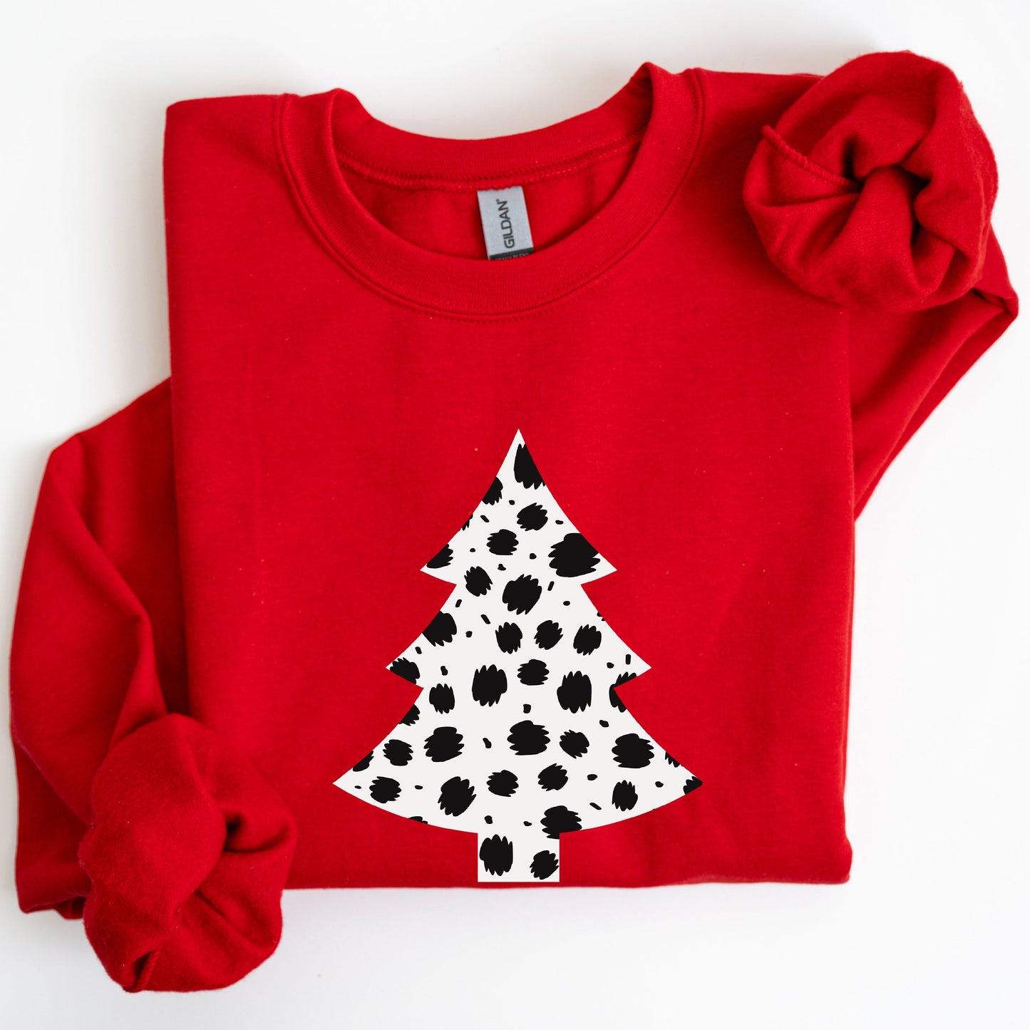 Christmas Tree, Dalmatian, Animal Print, Winter, Xmas, Santa Sweatshirt