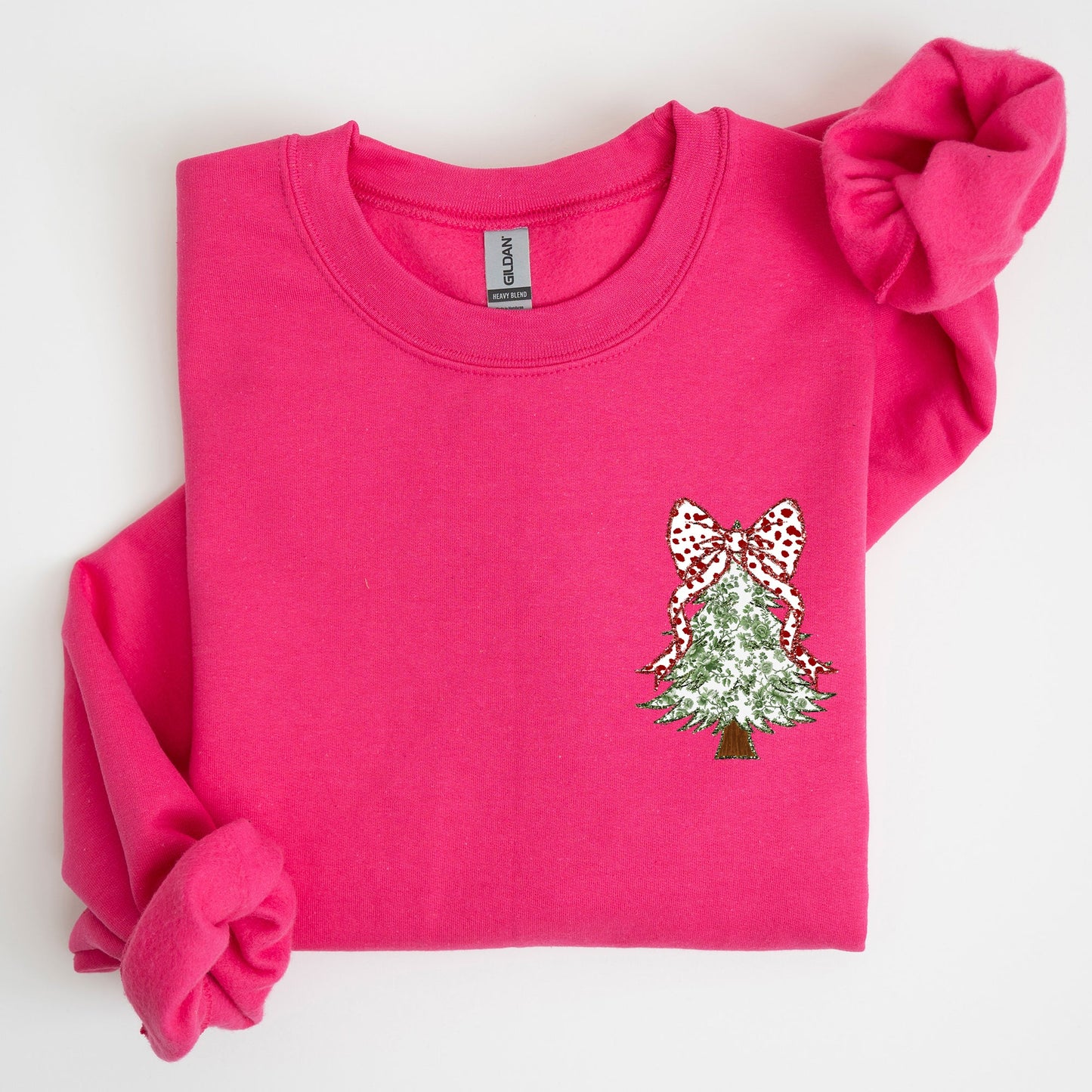 Christmas Tree, Pocket, Floral Coquette, Ribbons, Xmas Sweatshirt