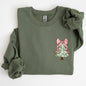 Christmas Tree, Pocket, Floral Coquette, Ribbons, Xmas Sweatshirt