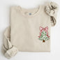Christmas Tree, Pocket, Floral Coquette, Ribbons, Xmas Sweatshirt
