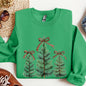 Christmas Trees, Leopard Print Bow, Minimalist, Santa, Snow, Xmas Sweatshirt