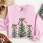 Christmas Trees, Leopard Print Bow, Minimalist, Santa, Snow, Xmas Sweatshirt