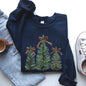 Christmas Trees, Leopard Print Bow, Minimalist, Santa, Snow, Xmas Sweatshirt