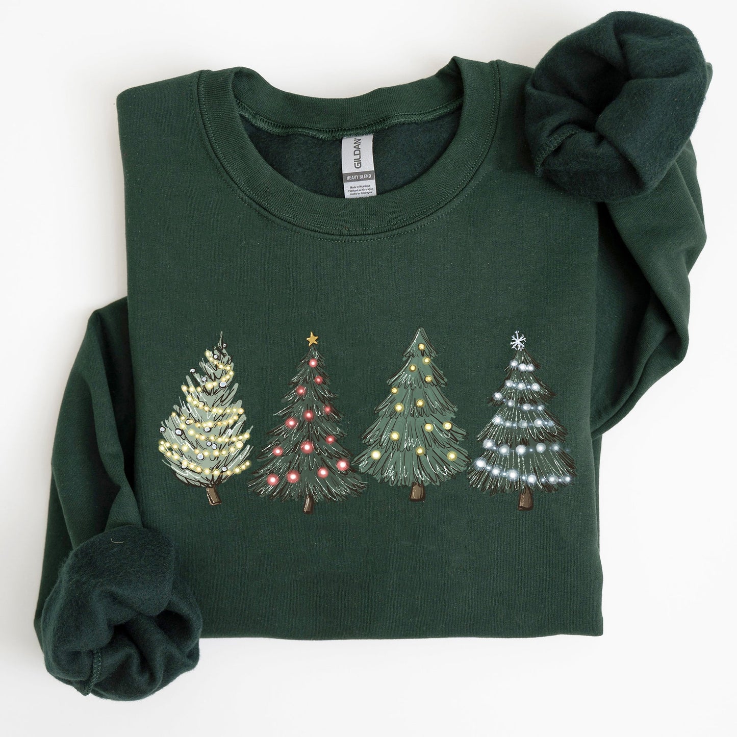 Christmas Trees, Winter, Snow, Santa Sweatshirt