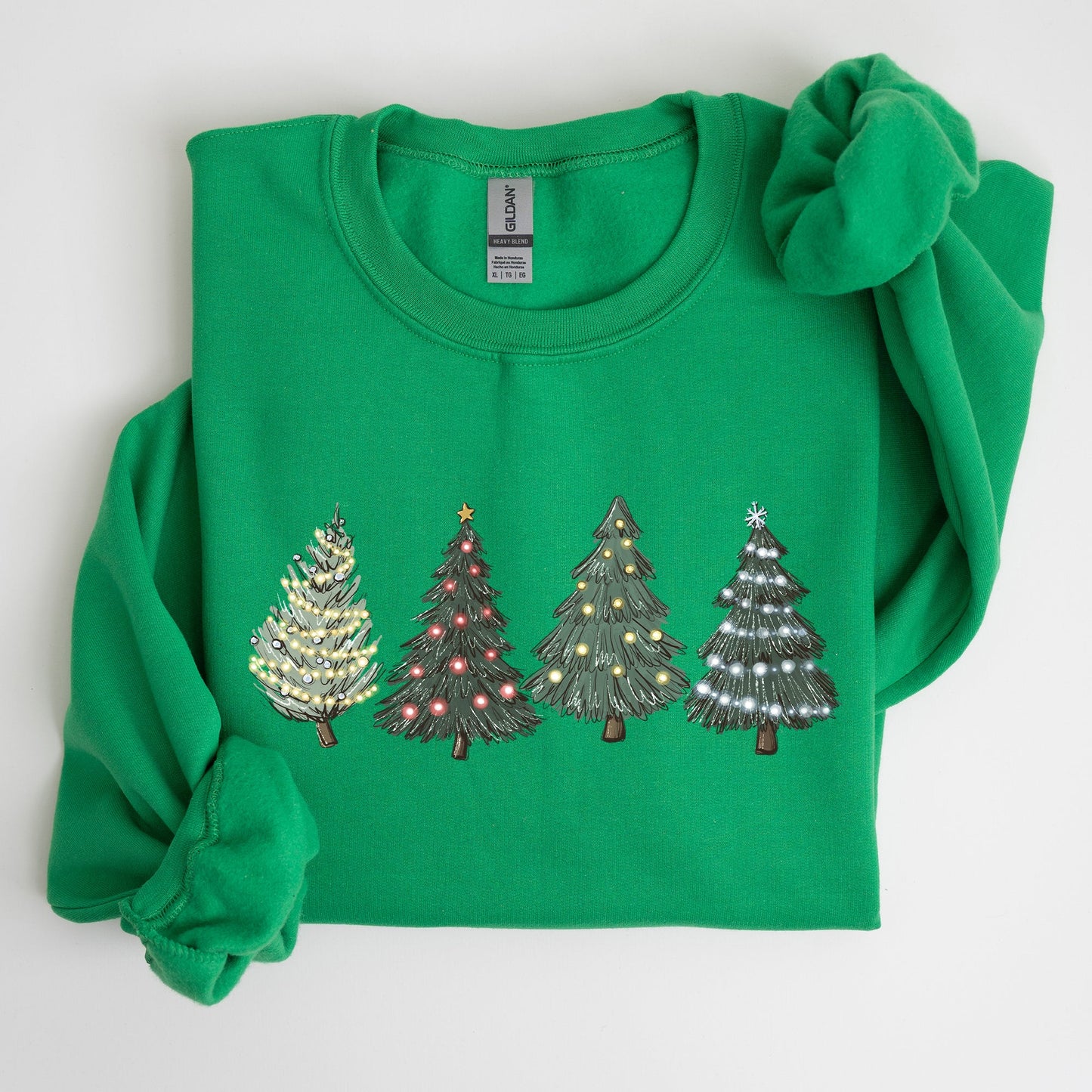 Christmas Trees, Winter, Snow, Santa Sweatshirt
