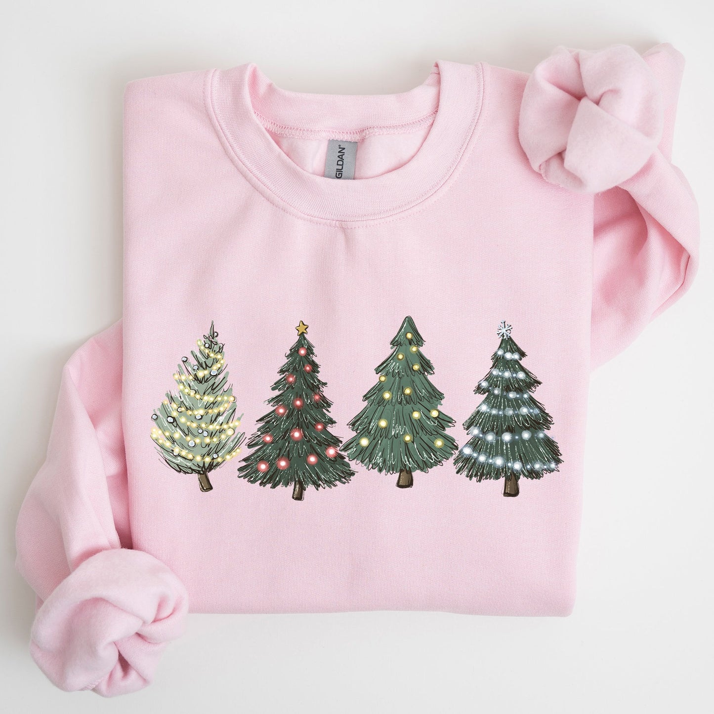 Christmas Trees, Winter, Snow, Santa Sweatshirt