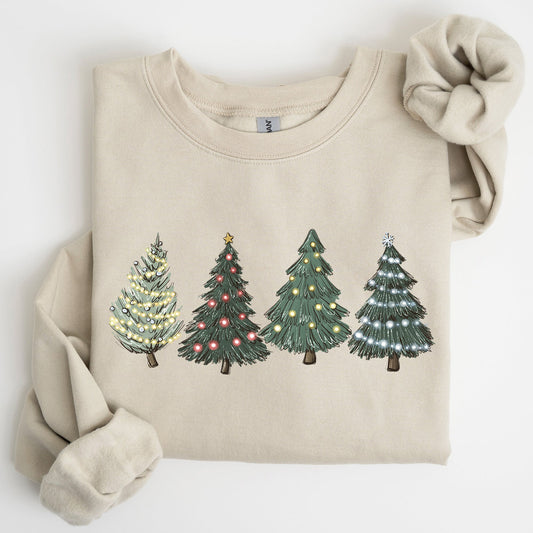 Christmas Trees, Winter, Snow, Santa Sweatshirt