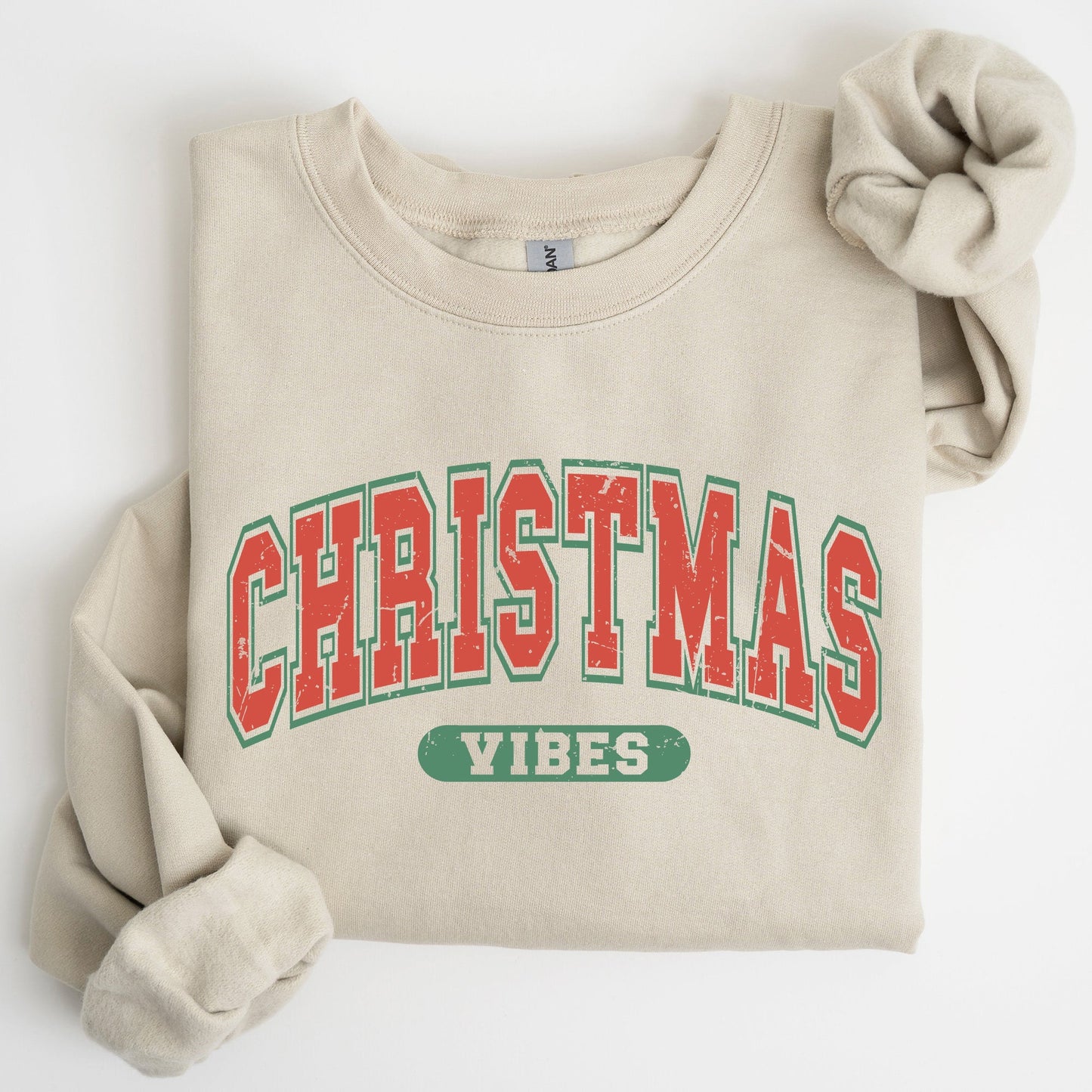 Christmas Vibes, Retro, Varsity, Santa, Snow, Xmas Sweatshirt