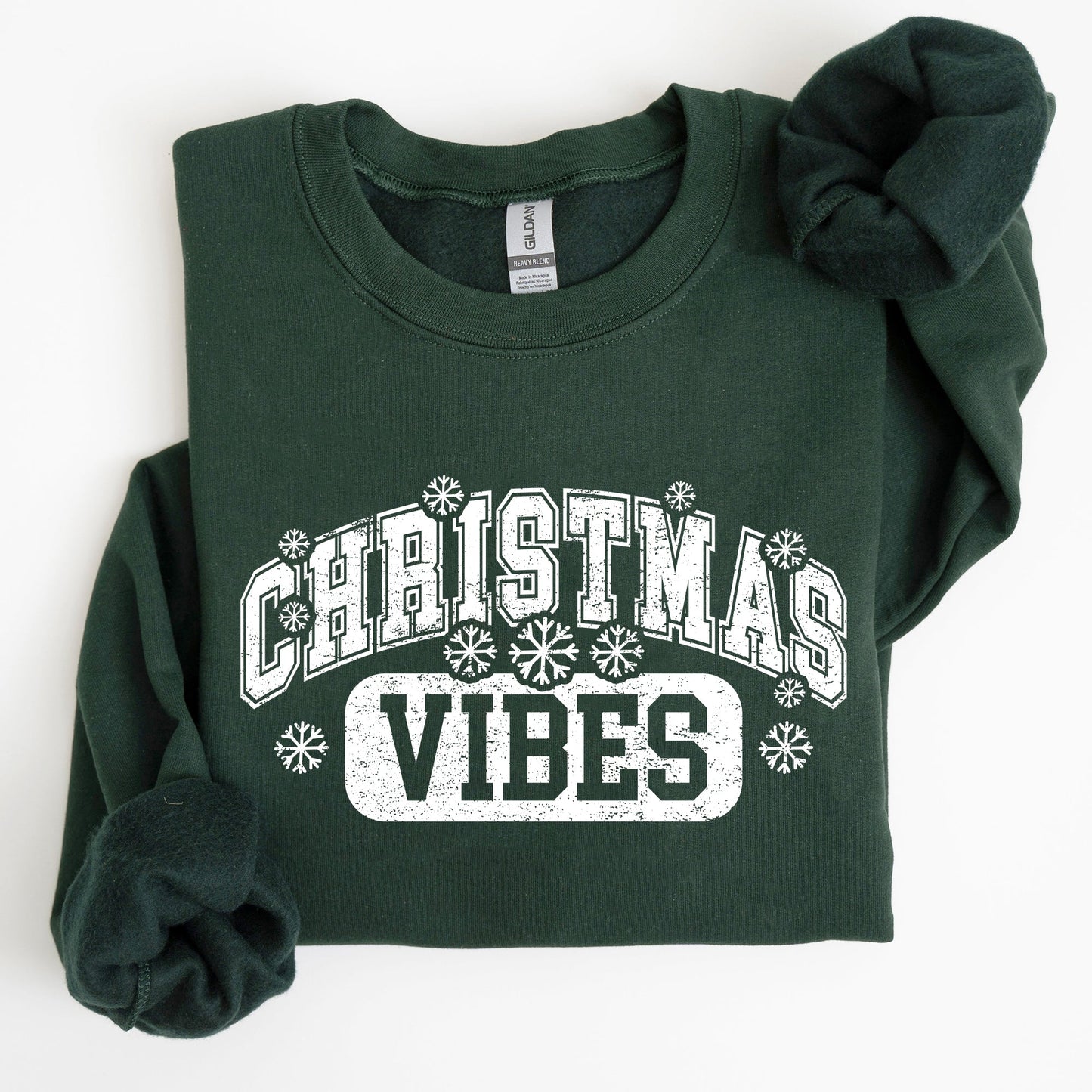 Christmas Vibes, Snowflakes, Retro, Varsity, Santa, Snow, Xmas Sweatshirt