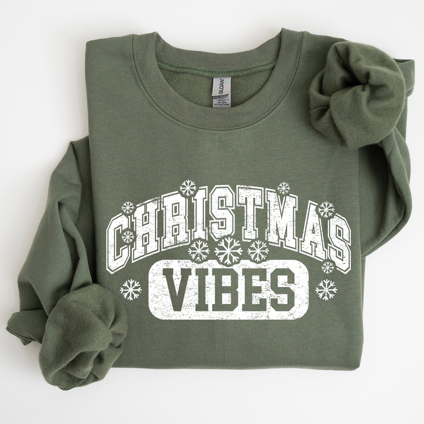 Christmas Vibes, Snowflakes, Retro, Varsity, Santa, Snow, Xmas Sweatshirt