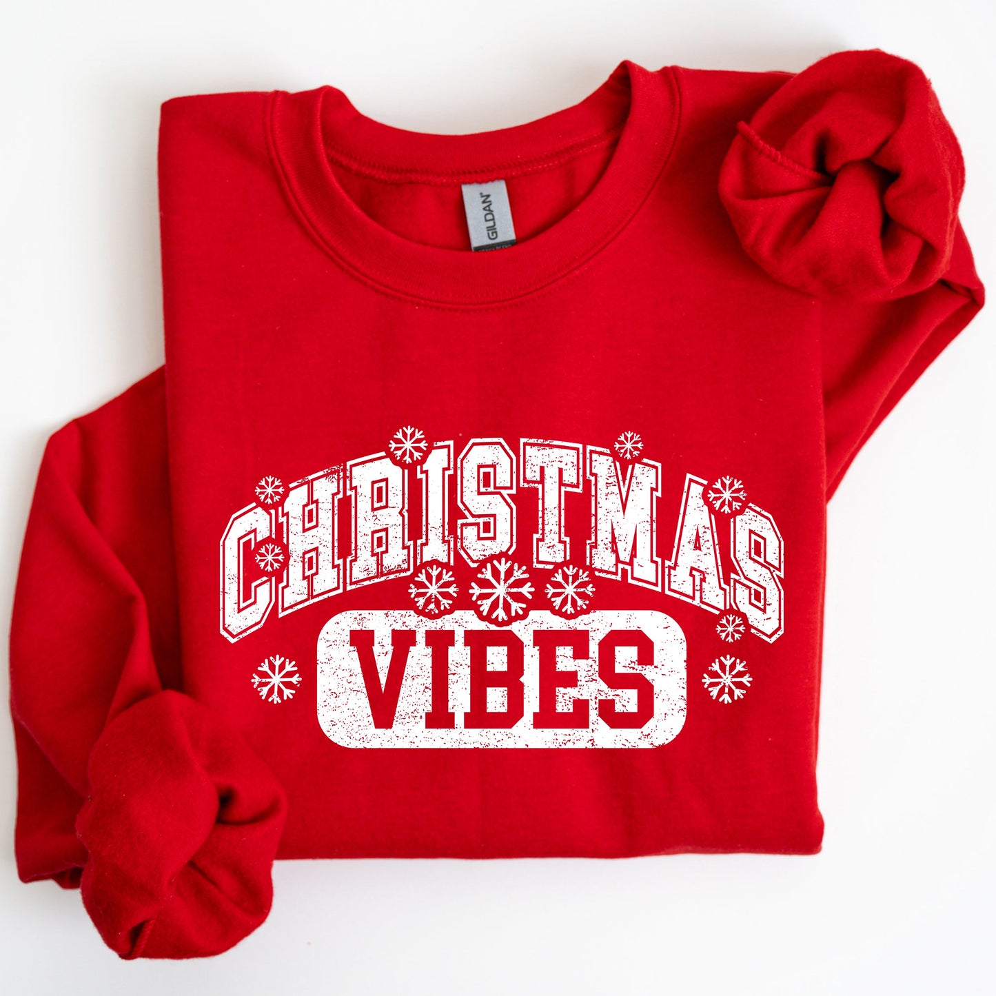 Christmas Vibes, Snowflakes, Retro, Varsity, Santa, Snow, Xmas Sweatshirt