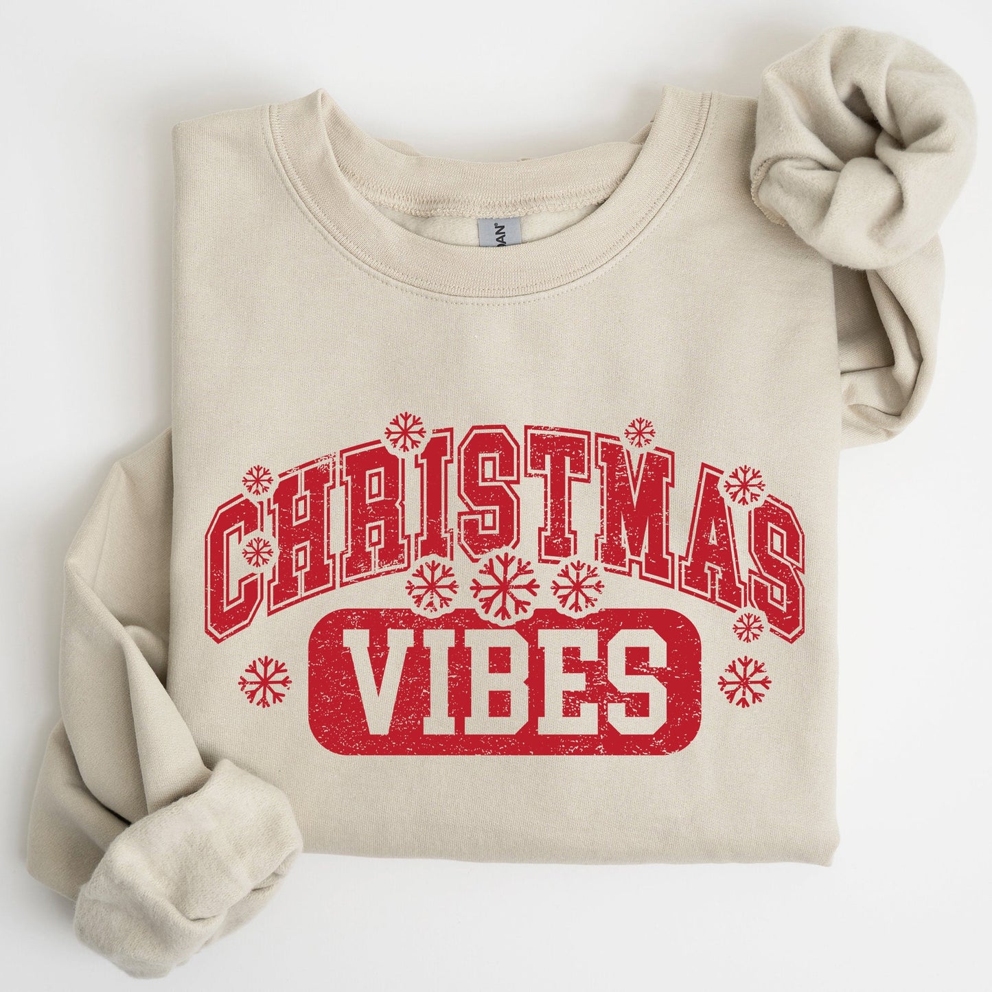 Christmas Vibes, Snowflakes, Retro, Varsity, Santa, Snow, Xmas Sweatshirt