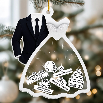 Making Memories Together Christmas Wedding - Custom 3 Layers Shaker Ornament - Christmas Gift for Her/Him, Husband/Wife, Couples