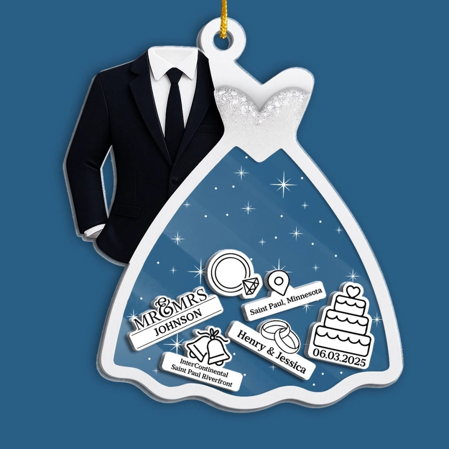 Making Memories Together Christmas Wedding - Custom 3 Layers Shaker Ornament - Christmas Gift for Her/Him, Husband/Wife, Couples