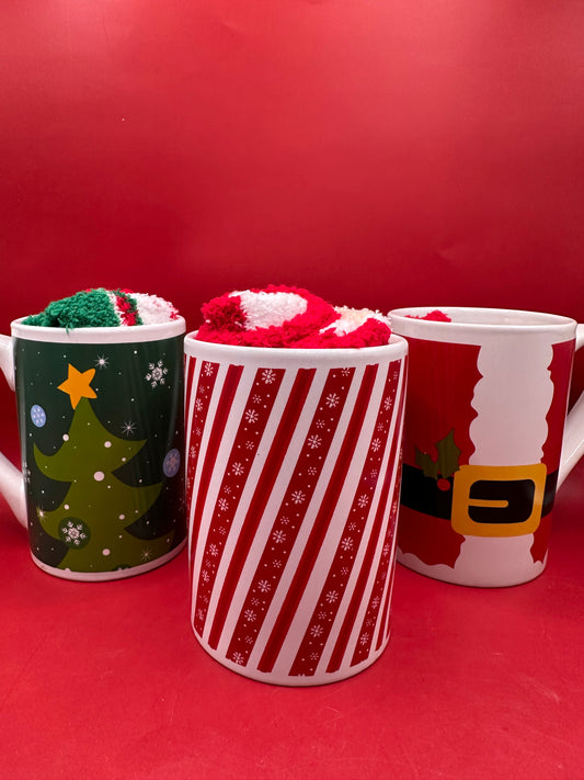 Christmas Mug with Fuzzy Christmas Socks