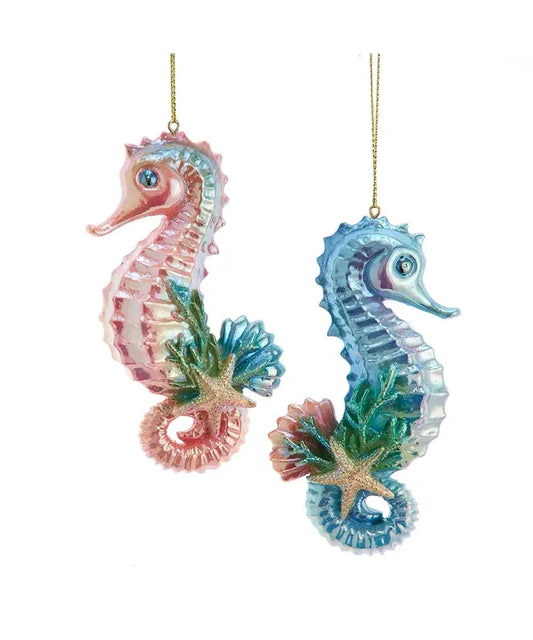 Christmas Ornament - Coastal Electroplated Seahorse Holiday Decor
