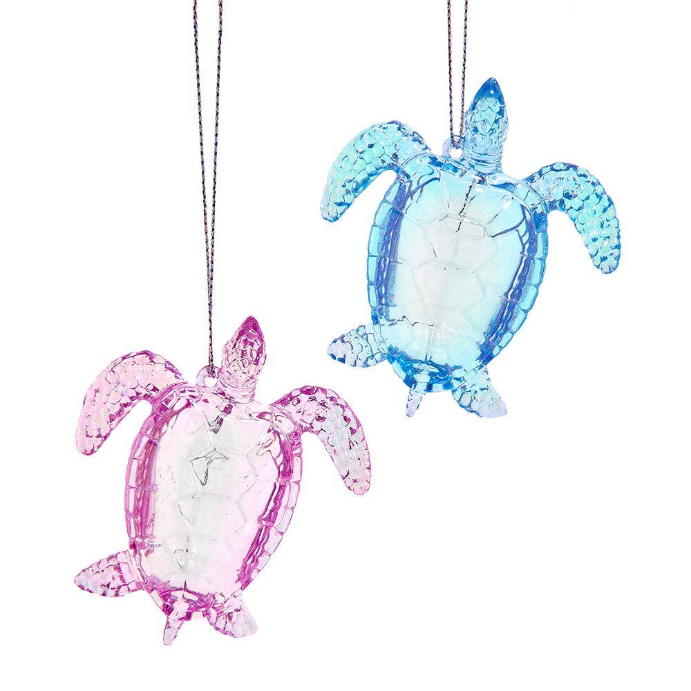 Christmas Ornament - Coastal Iridescent Sea Turtle Holiday Decor