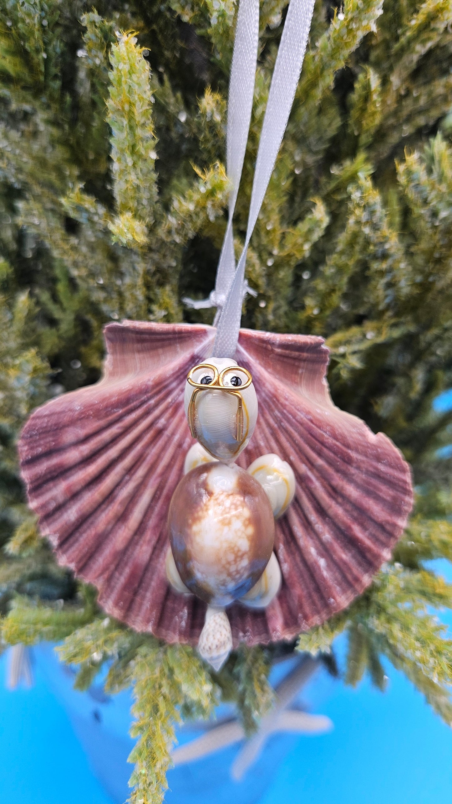 Christmas Ornament – Coastal Scallop Shell Holiday Decor Handmade (Choice of 4 Styles)