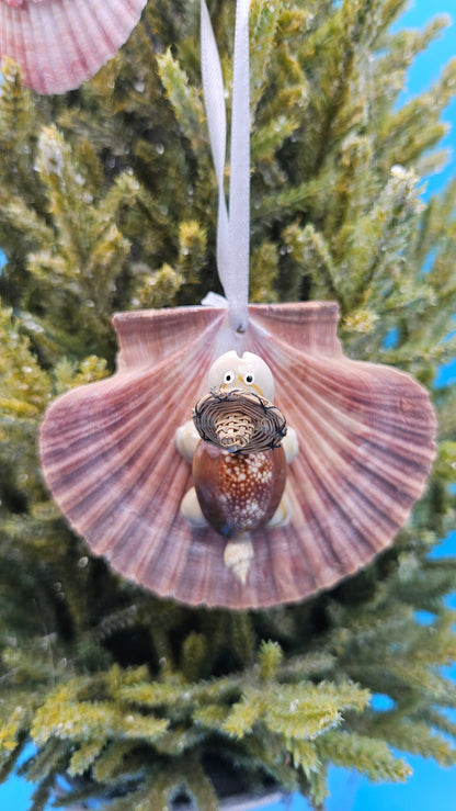 Christmas Ornament – Coastal Scallop Shell Holiday Decor Handmade (Choice of 4 Styles)