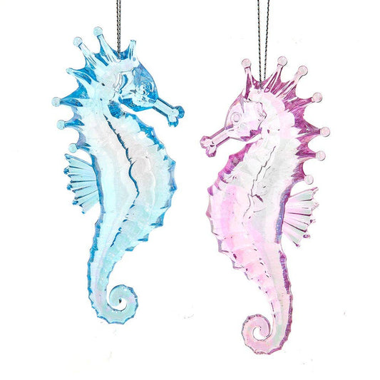 Christmas Ornament - Coastal Iridescent Seahorse Holiday Decor