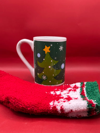 Christmas Mug with Fuzzy Christmas Socks