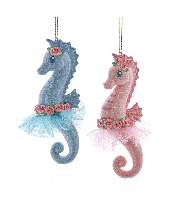 Christmas Ornament - Coastal Ballet Seahorse Holiday Decor 4.5" Assorted
