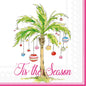 Christmas Cocktail Napkins – Coastal Ornament Palm Tree Holiday Decor, 20ct 3-Ply 5x5 in