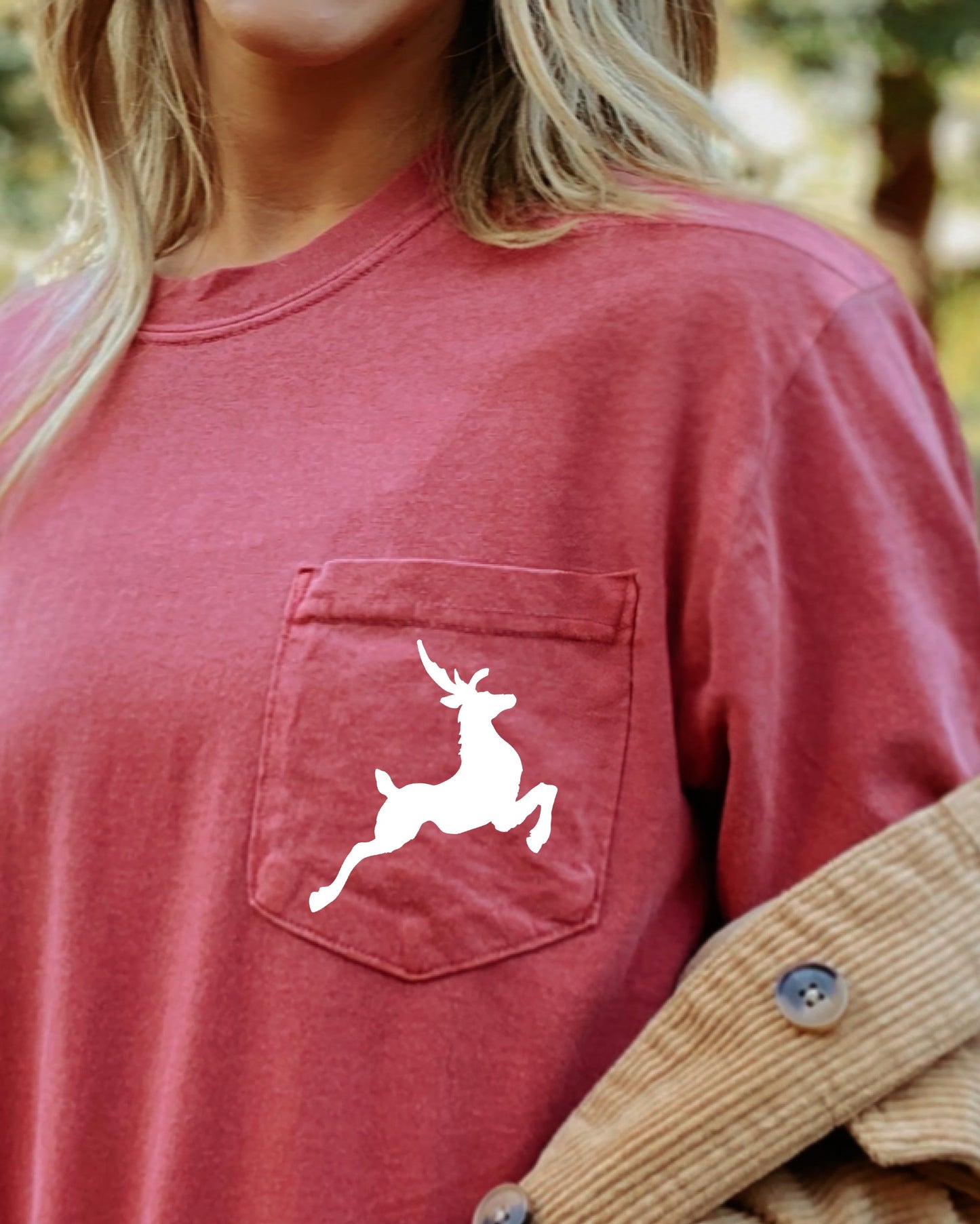 Classic Reindeer, Pocket, Christmas, Snow, Santa, Sleigh, Winter, Xmas Pocket Tee Comfort Colors T-Shirt