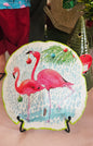 Coastal Flamingo Christmas Sand Dollar – Handmade Decor