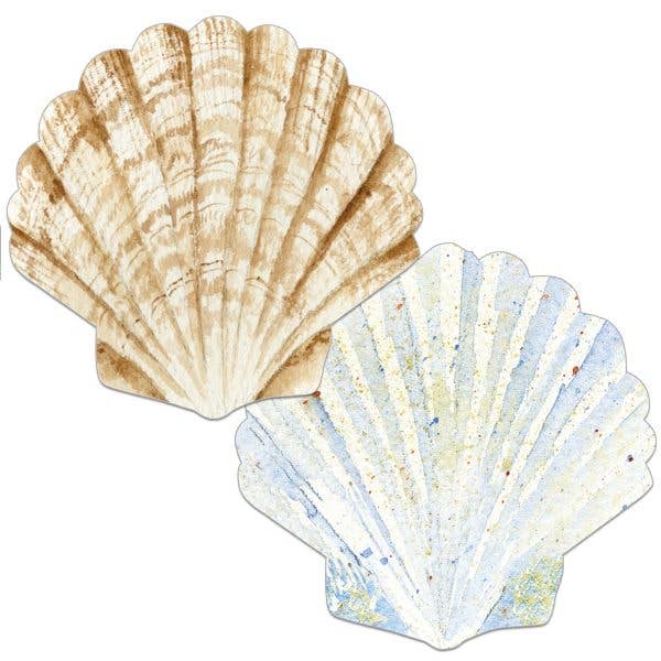 Coastal Seashell Placemats - Beach Themed Reversible Plastic Dining Set
