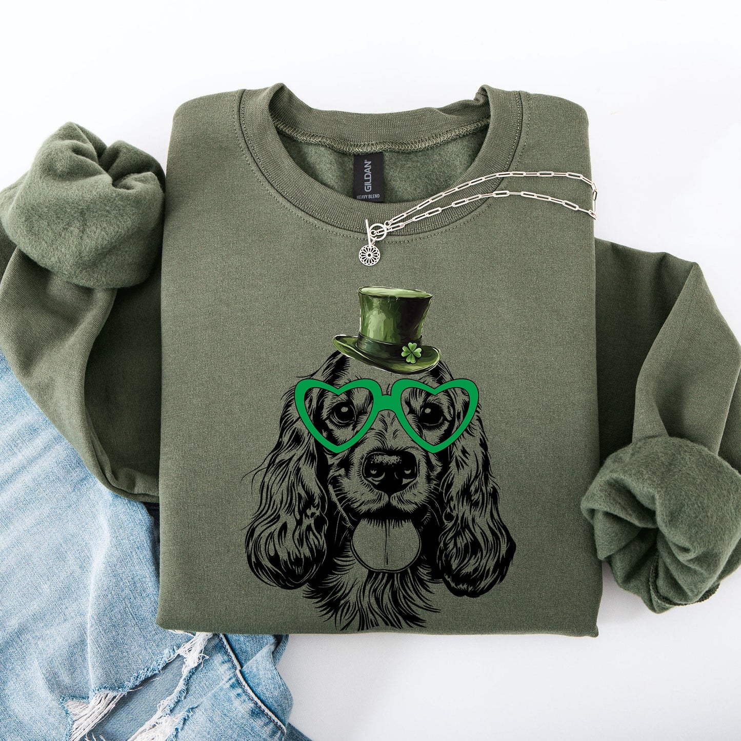 Cocker Spaniel, Adorable Dog, St Patrick's Day, Lucky, Irish Sweatshirt
