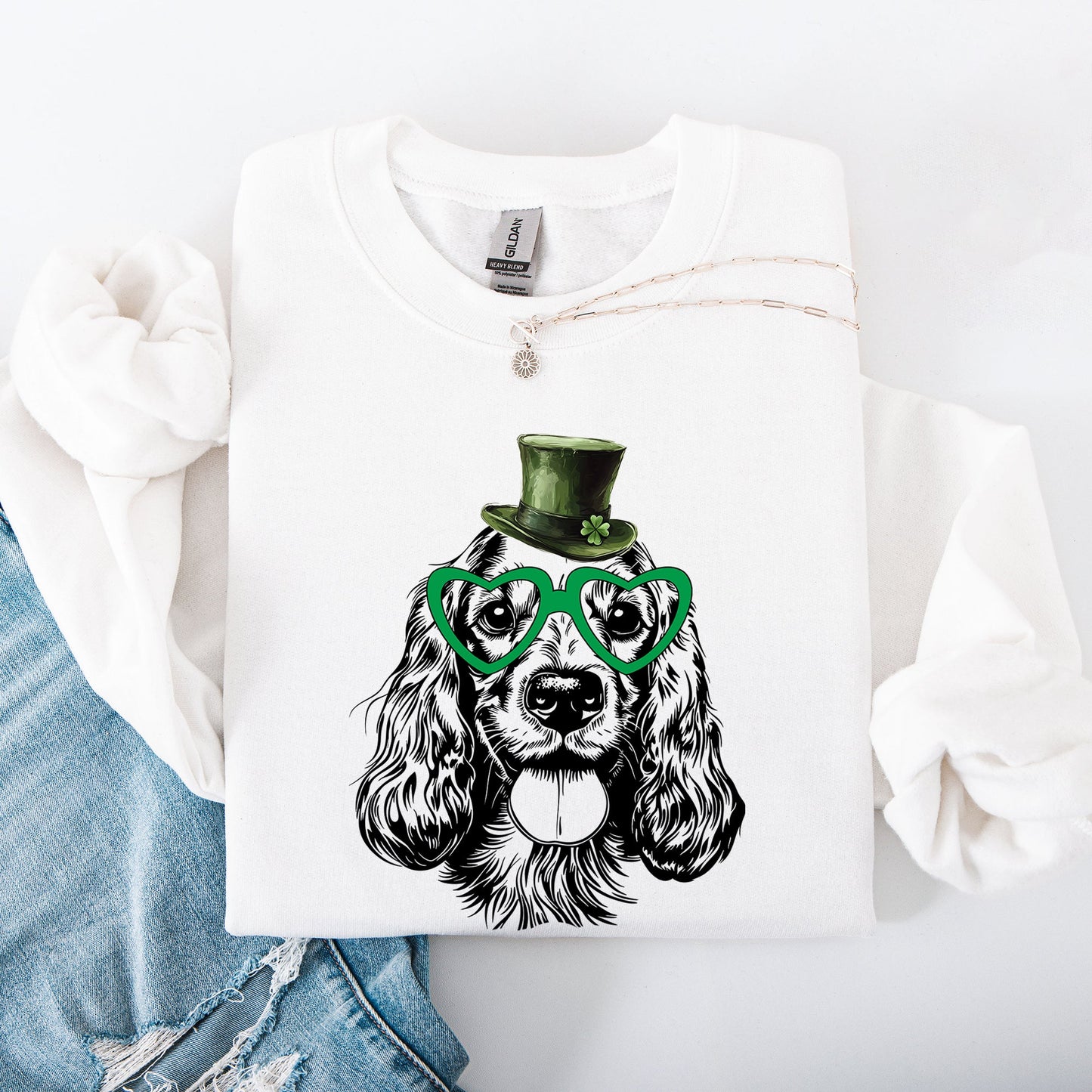 Cocker Spaniel, Adorable Dog, St Patrick's Day, Lucky, Irish Sweatshirt