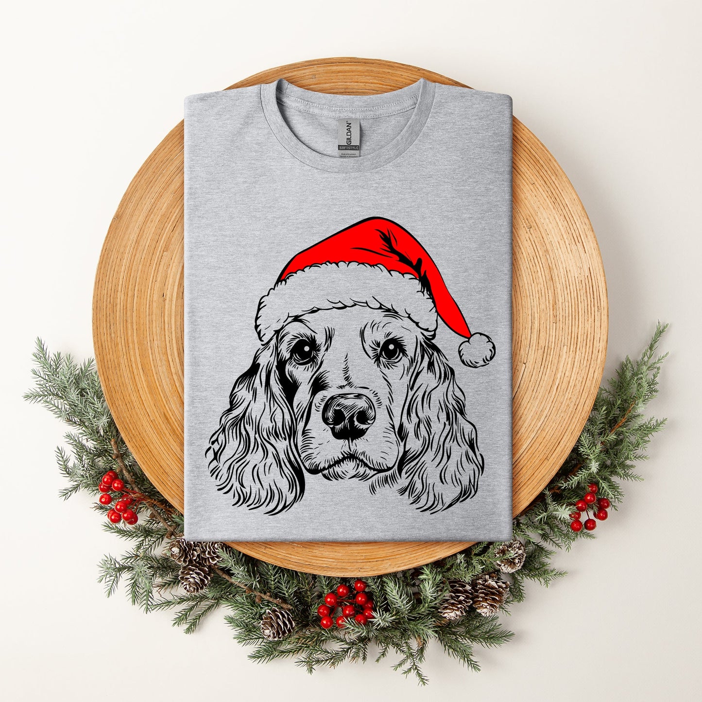 Cocker Spaniel, Santa, Dog, Christmas, Dog Lover, Pet T-Shirt Comfort Colors T-Shirt