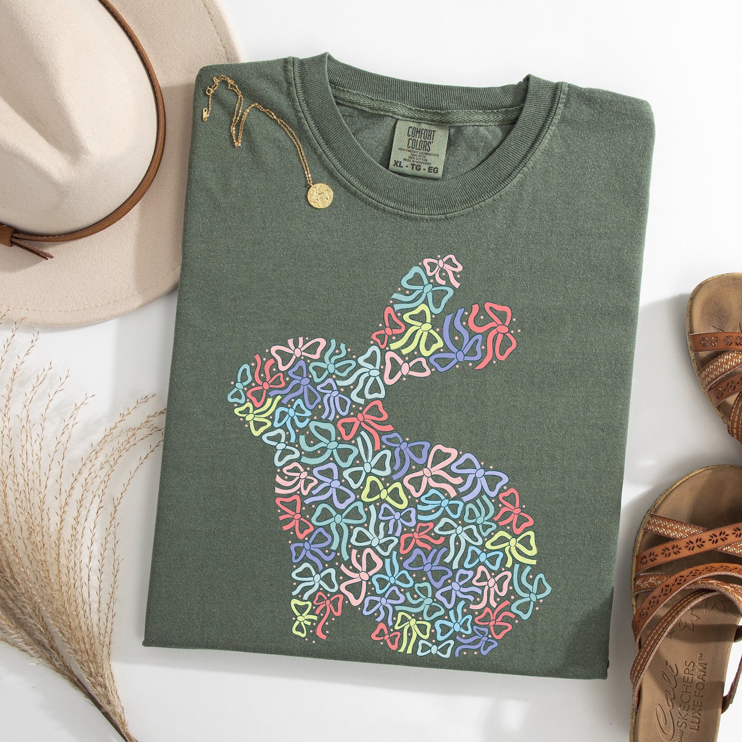 Colorful Bows, Easter, Bunny, Jesus, Rabbit, Holiday Tshirt Comfort Colors T-Shirt