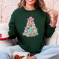 Colorful Christmas Tree, Pastels, Retro Sweatshirt