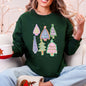 Colorful Christmas Tree, Pastels, Retro, Drawn Sweatshirt