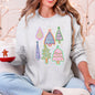 Colorful Christmas Tree, Pastels, Retro, Drawn Sweatshirt