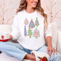 Colorful Christmas Tree, Pastels, Retro, Drawn Sweatshirt