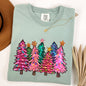 Colorful Christmas Tree, Retro, Santa, Winter, Xmas Tshirt Comfort Colors T-Shirt
