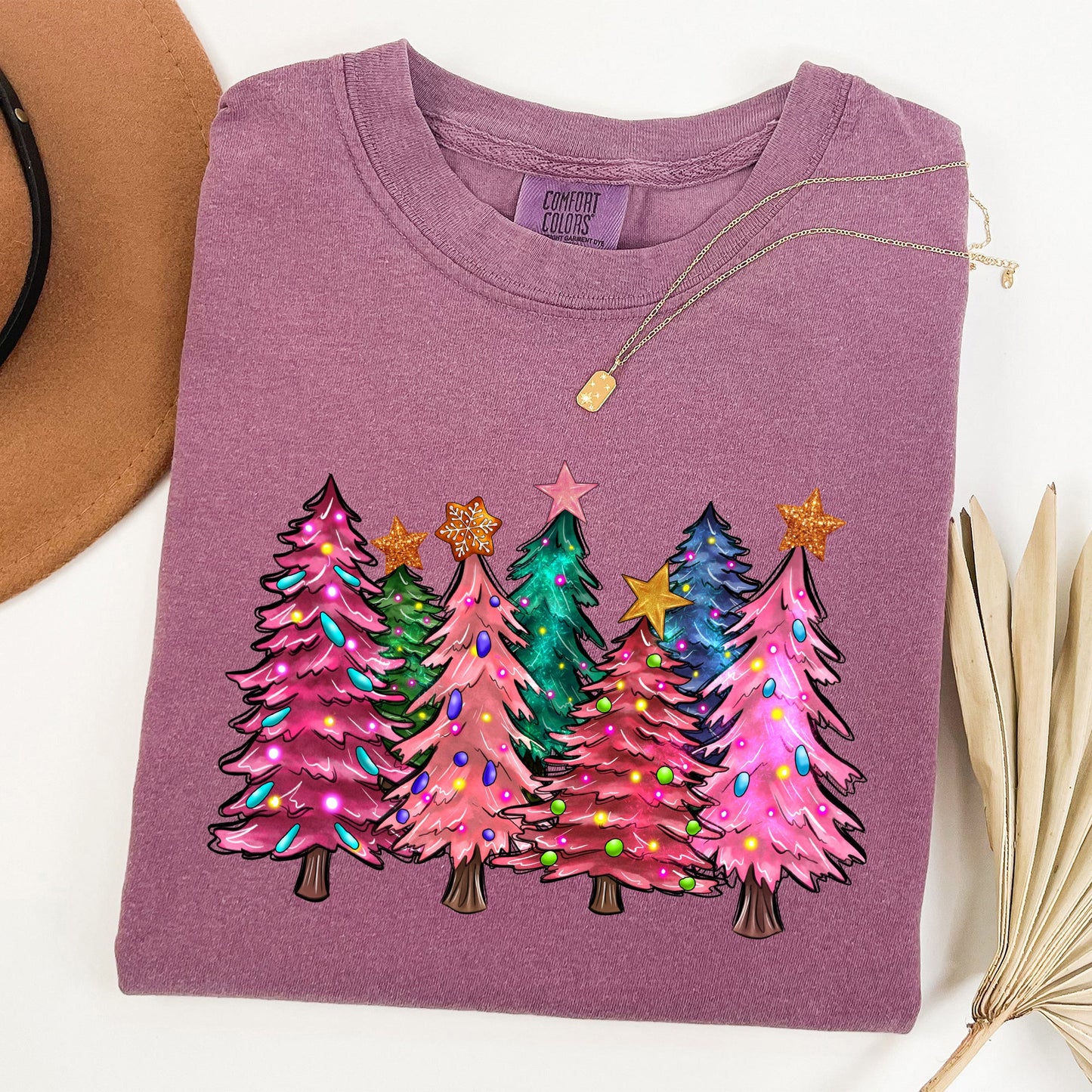 Colorful Christmas Tree, Retro, Santa, Winter, Xmas Tshirt Comfort Colors T-Shirt