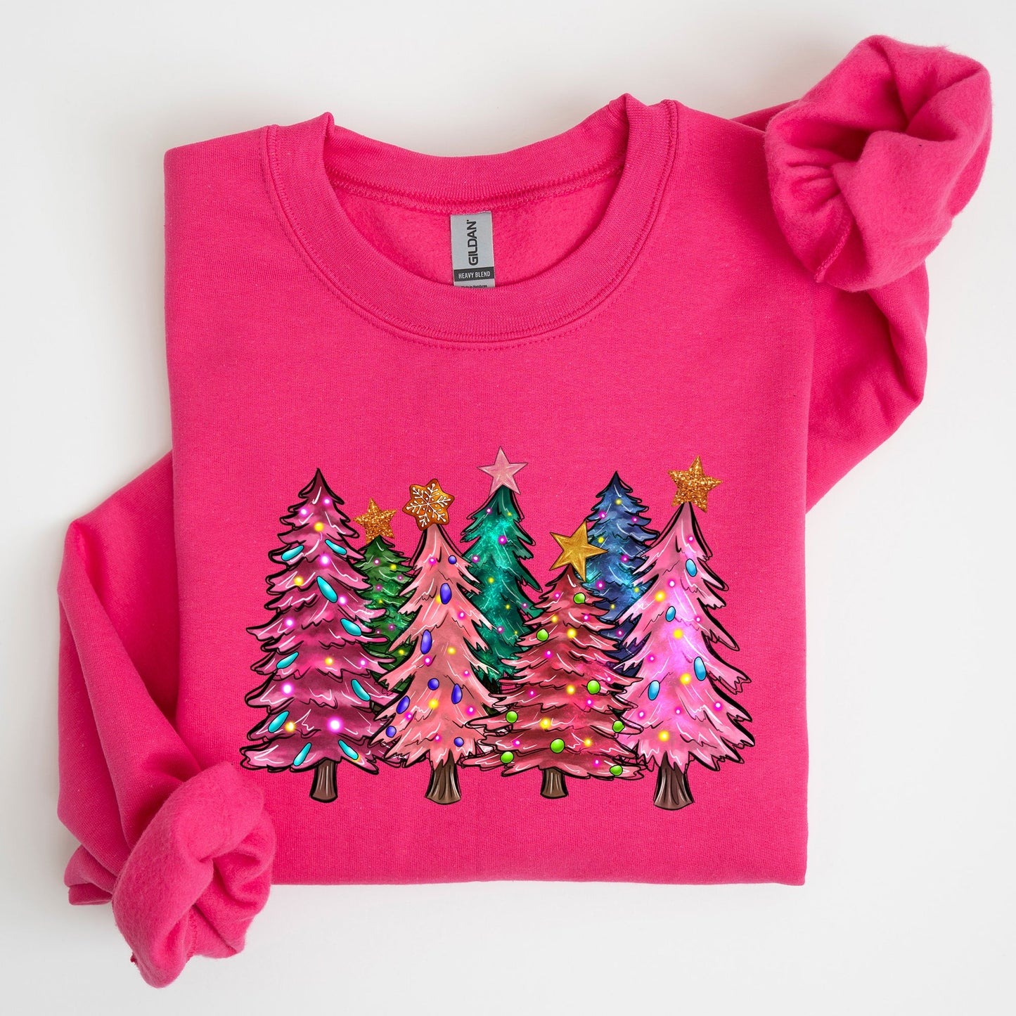 Colorful Christmas Tree, Retro, Santa, Winter, Xmas Sweatshirt