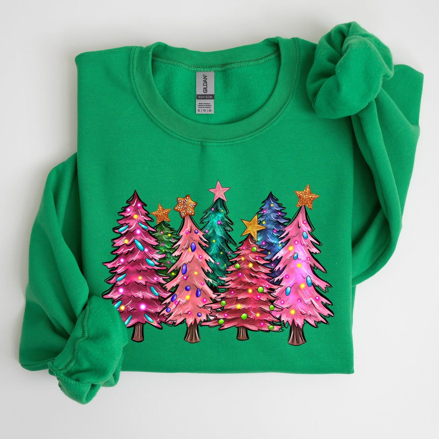 Colorful Christmas Tree, Retro, Santa, Winter, Xmas Sweatshirt