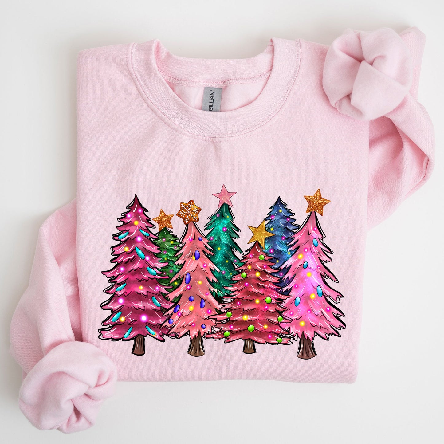 Colorful Christmas Tree, Retro, Santa, Winter, Xmas Sweatshirt