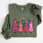 Colorful Christmas Tree, Retro, Santa, Winter, Xmas Sweatshirt