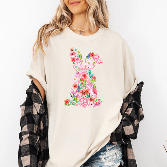 Colorful Floral, Easter, Bunny, Jesus, Rabbit, Holiday Tshirt Comfort Colors T-Shirt
