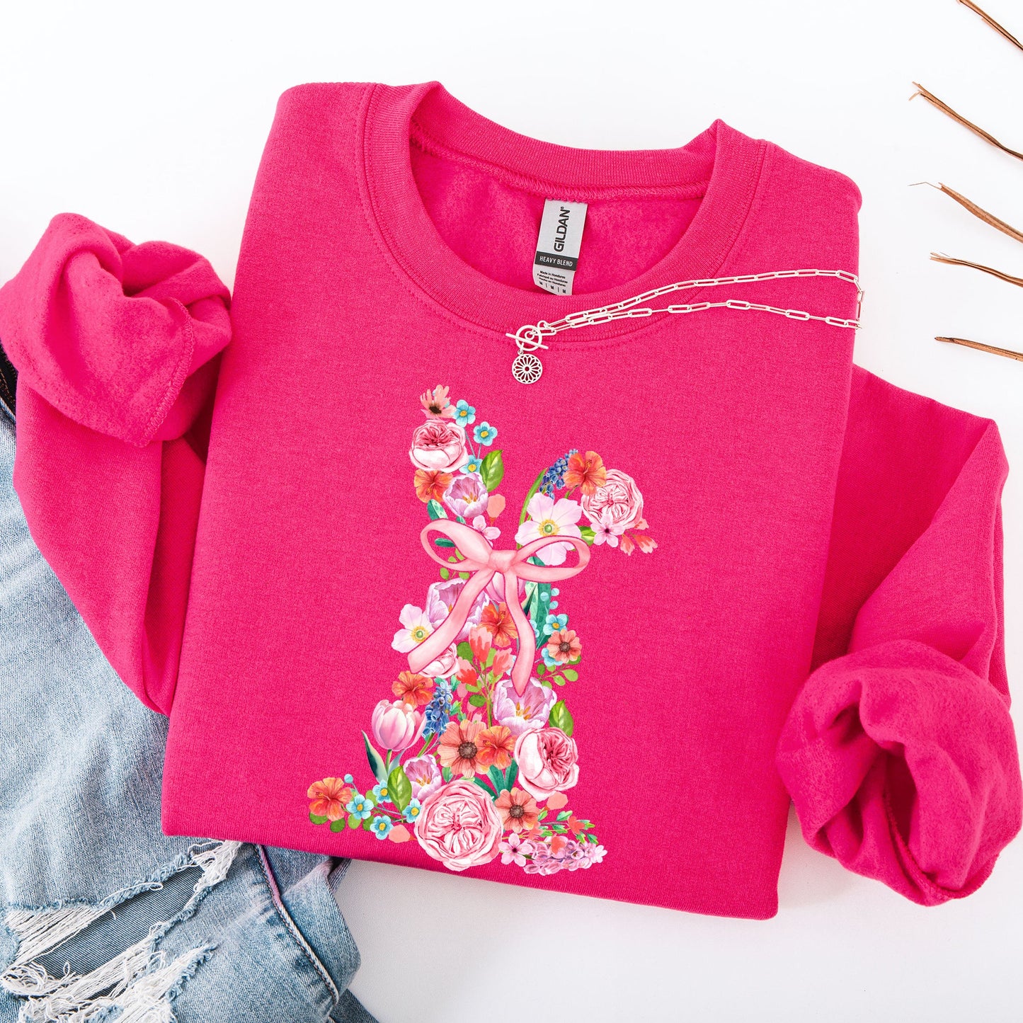 Colorful Floral, Easter, Bunny, Jesus, Rabbit, Holiday Sweatshirt