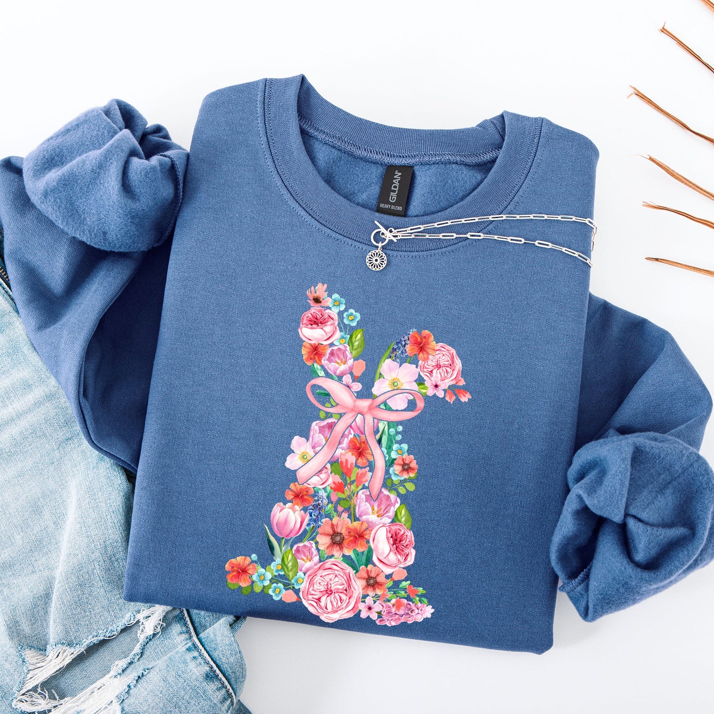 Colorful Floral, Easter, Bunny, Jesus, Rabbit, Holiday Sweatshirt